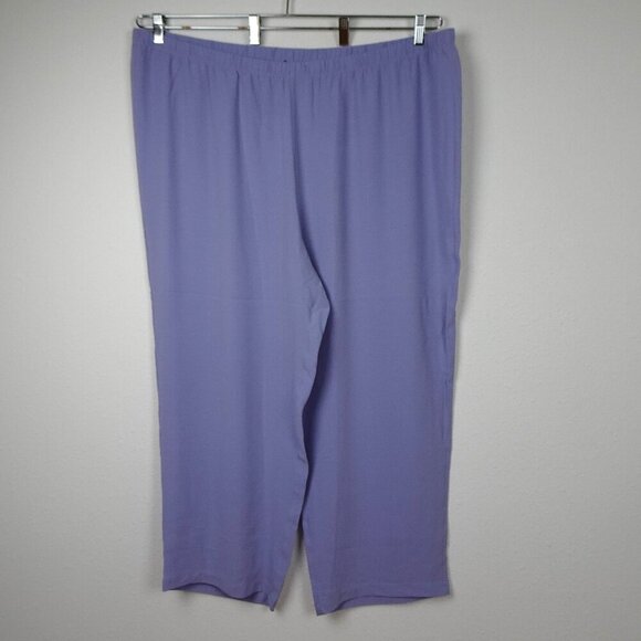 Eileen Fisher Silk Ankle Pants Women's Plus Size 3X Purple Straight Leg - Picture 1 of 8